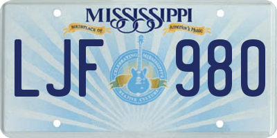 MS license plate LJF980