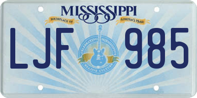 MS license plate LJF985