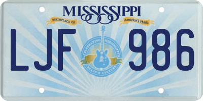 MS license plate LJF986