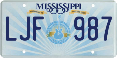 MS license plate LJF987