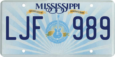 MS license plate LJF989