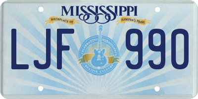 MS license plate LJF990