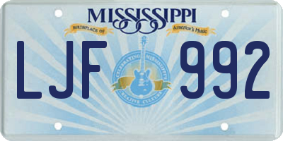MS license plate LJF992
