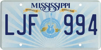 MS license plate LJF994