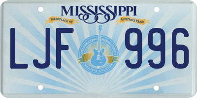 MS license plate LJF996