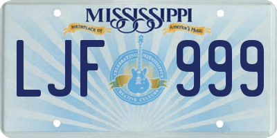 MS license plate LJF999