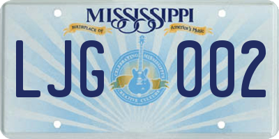 MS license plate LJG002