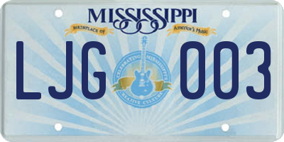 MS license plate LJG003