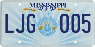 MS license plate LJG005