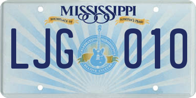 MS license plate LJG010