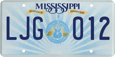 MS license plate LJG012