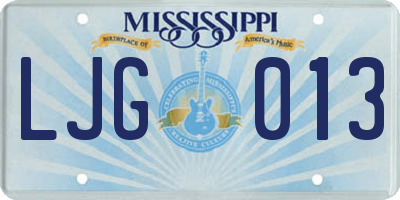 MS license plate LJG013