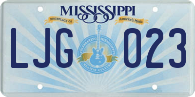 MS license plate LJG023