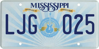 MS license plate LJG025