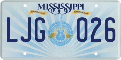 MS license plate LJG026