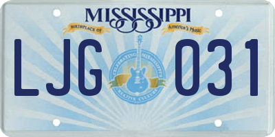 MS license plate LJG031