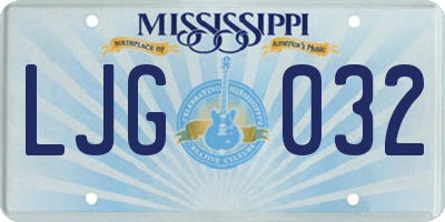 MS license plate LJG032
