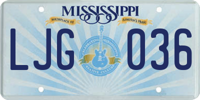 MS license plate LJG036