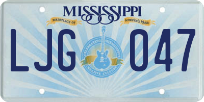 MS license plate LJG047