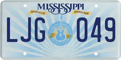 MS license plate LJG049