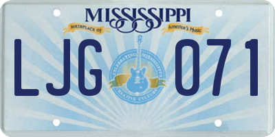 MS license plate LJG071