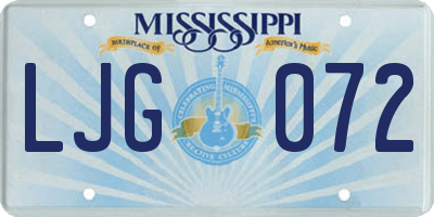 MS license plate LJG072