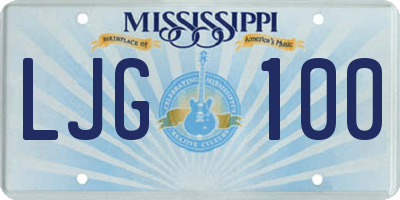 MS license plate LJG100