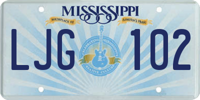 MS license plate LJG102