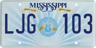 MS license plate LJG103