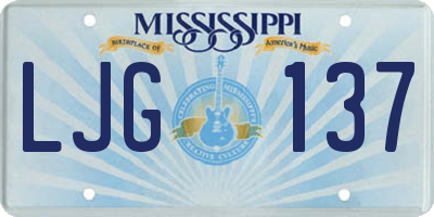 MS license plate LJG137