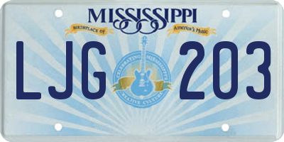 MS license plate LJG203