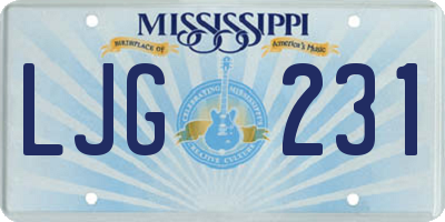 MS license plate LJG231