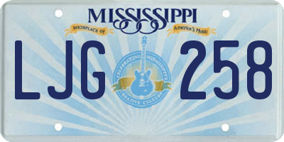 MS license plate LJG258