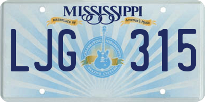 MS license plate LJG315