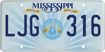 MS license plate LJG316