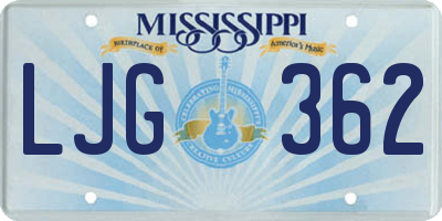 MS license plate LJG362
