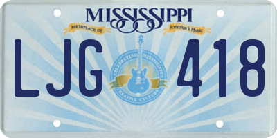 MS license plate LJG418
