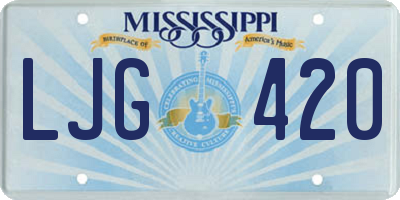 MS license plate LJG420