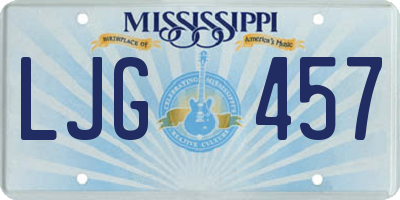 MS license plate LJG457