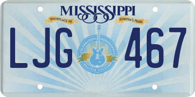 MS license plate LJG467
