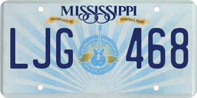MS license plate LJG468
