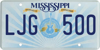 MS license plate LJG500