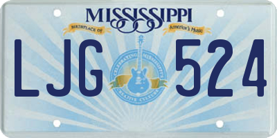 MS license plate LJG524