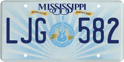MS license plate LJG582