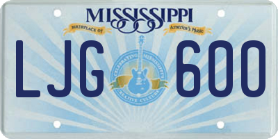 MS license plate LJG600