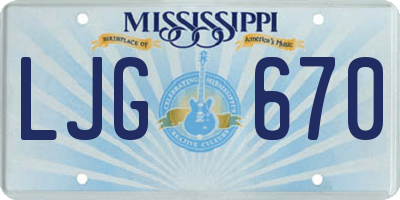 MS license plate LJG670