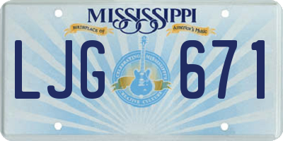 MS license plate LJG671