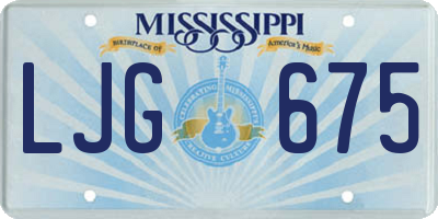 MS license plate LJG675