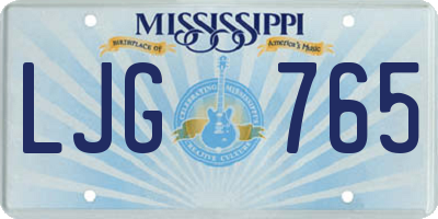 MS license plate LJG765