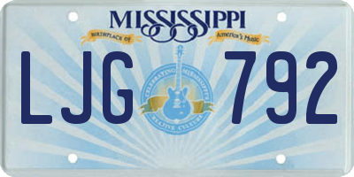 MS license plate LJG792